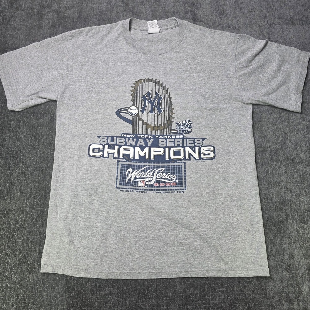Vtg Y2K New York Yankees World Series Champions T Shirt Mens XL Lee Gray NY